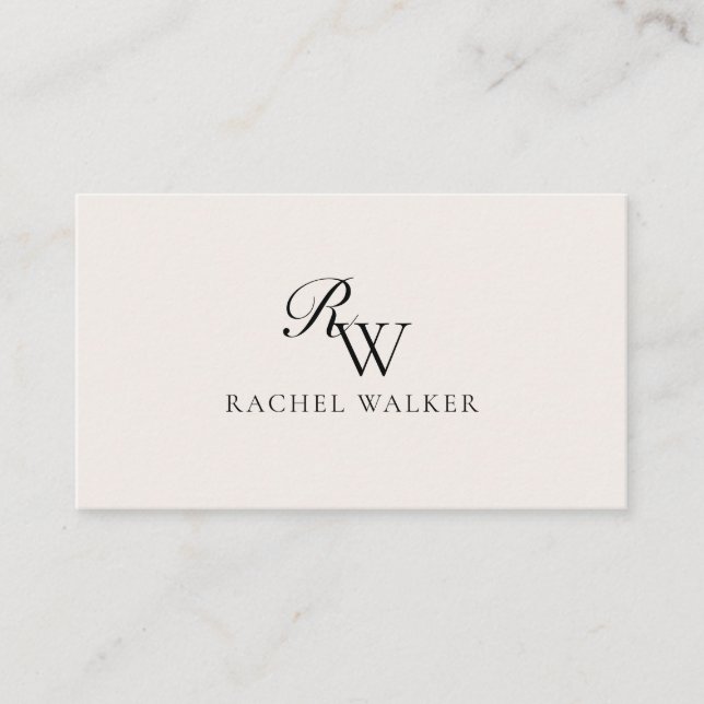 Carte De Visite Elegant Black and Ivory Modern Monogram (Devant)