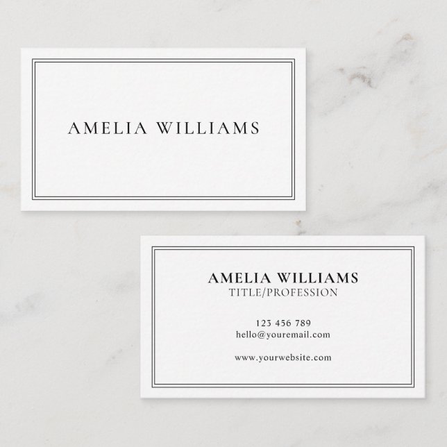 Carte De Visite Elegant Black and White Minimalist Professional (Devant / Derrière)