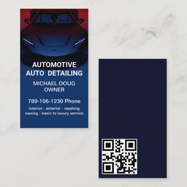 Carte De Visite Élégant Black Blue Mobile Auto Lavage de voiture D (Devant / Derrière)