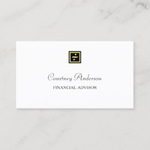 Carte De Visite Élégant Black Gold Division Logo Conseiller financ