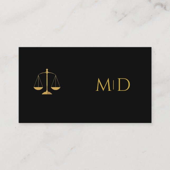 Carte De Visite Elegant Black & Gold Lawyer   (Devant)