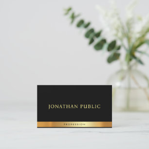 Carte De Visite Élégant Black Gold Modèle professionnel moderne