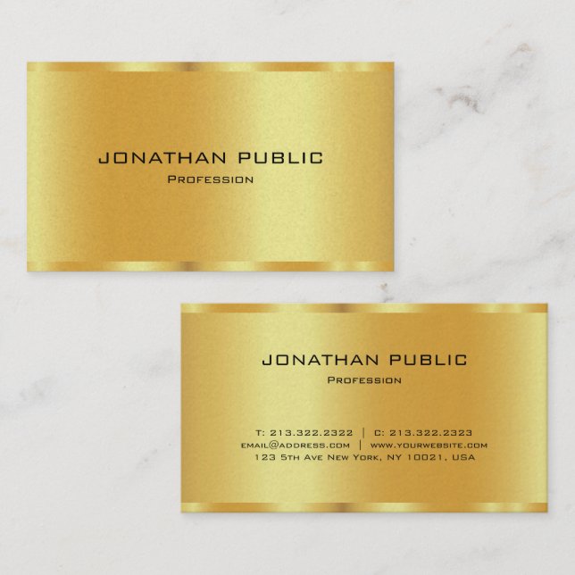 Carte De Visite Elégant Black & Gold Premium Pearl Luxueux (Devant / Derrière)