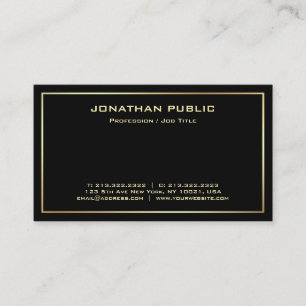 Carte De Visite Élégant Black Gold Professional Modèle moderne