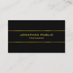 Carte De Visite Élégant Black Modèle Gold Texte élégant Moderne
