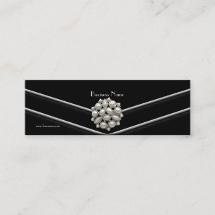 Carte de visite Elegant Black White Pearl Jewel