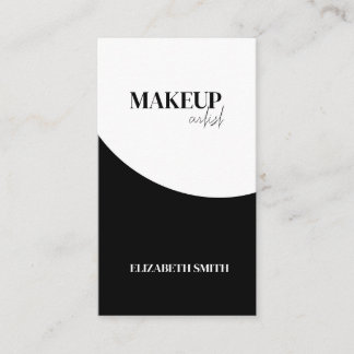 Carte De Visite Elegant black &white QR code makeup artist 