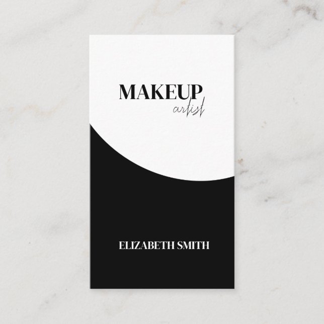 Carte De Visite Elegant black &white QR code makeup artist  (Devant)