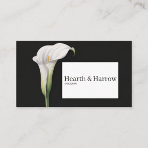 Carte De Visite Elégant blanc Calla Lily Noir Botanique