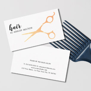 Carte De Visite Elégant Blanc Faux Metal Ciseaux Coiffeur