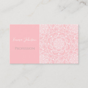Carte De Visite Elégant Blanc Floral Mandala Rose Design