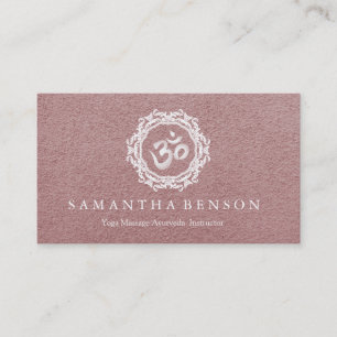Carte De Visite Elégant blanc Mandala Art Om Logo Yoga