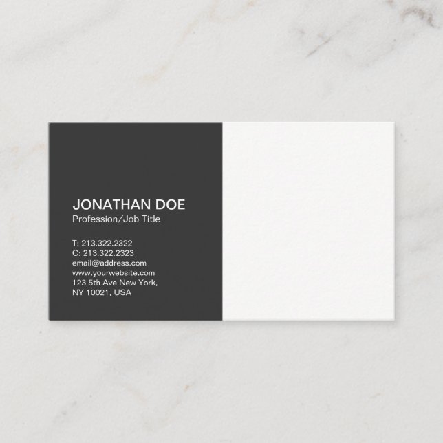 Carte De Visite Élégant blanc noir simple professionnel (Devant)