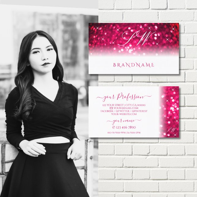 Carte De Visite Élégant blanc rose Parties scintillant Parkling In (Créateur téléchargé)