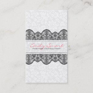 Carte De Visite Elégant blanc Vintage Damas Black Lace
