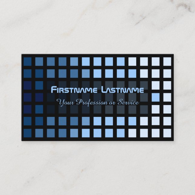 Carte De Visite Elégant bleu abstrait carré teintes bleu mosaïque (Devant)