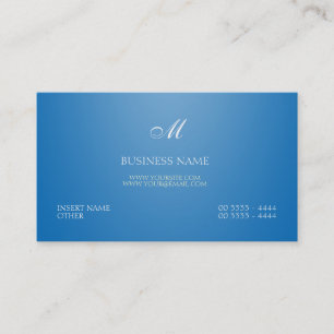 Carte De Visite Élégant bleu et monogramme d'éblouissement