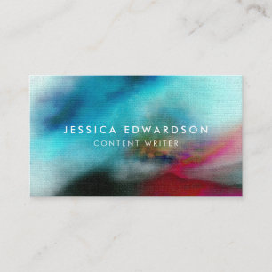 Carte De Visite Elégant bleu et rouge Aquarelle Abstraite