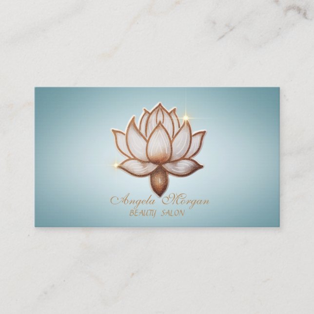 Carte De Visite Élégant bleu lotus Brown (Devant)