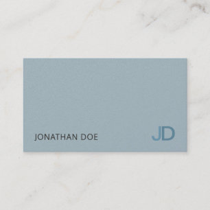 Carte De Visite Elégant bleu moderne Monogramme de luxe Pearl Fini