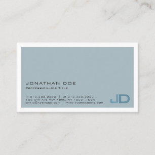 Carte De Visite Elégant bleu moderne Monogramme Matte professionne