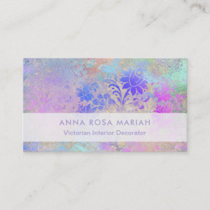 Carte De Visite *~* Elégant bleu rose Vintage antiquité vieilli 