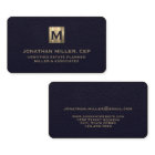 Élégant Blue Leather Luxury Gold Logo initial