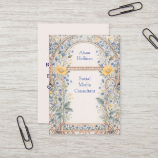 Carte De Visite Elegant Blue & Yellow Floral Arch