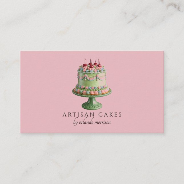 Carte De Visite Elegant Blush Pink Cake Bakery  (Devant)
