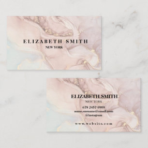 Carte De Visite Elégant Blush pInk Rose or Marbre Texture