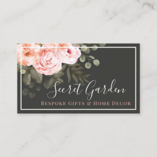 Carte De Visite Élégant Blush rose Floral Rose Médias sociaux mode