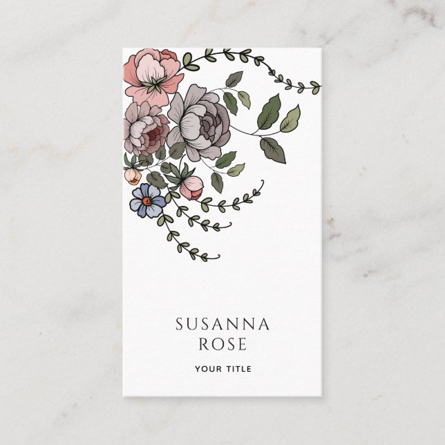 Carte De Visite Élégant Boho Floral Botanical Professionnel (Devant)