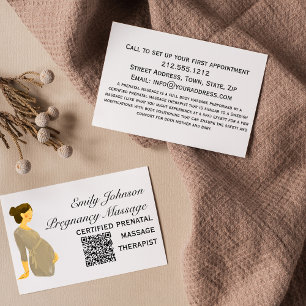 Carte De Visite Elégant Boho Thérapeute de Massage Prénatal QR Cod