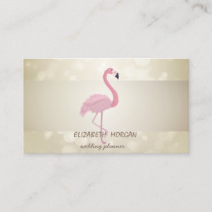 Carte De Visite Elégant Bokeh, Bande, Flamant rose rose