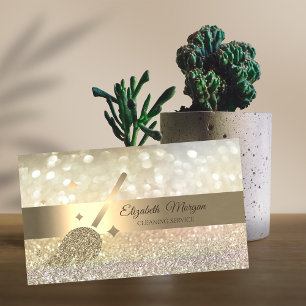 Carte De Visite Elégant Bokeh Gold Parties scintillant Broom