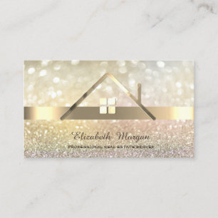 Carte De Visite Elegant Bokeh Gold Real Estate Broker House Toof