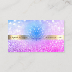 Carte De Visite Élégant Bokeh Gold Stripe Lotus Yoga Instructeur
