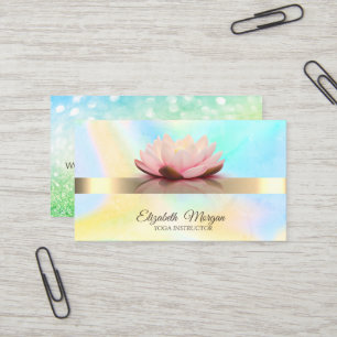Carte De Visite Elégant Bokeh Green, Lotus Flower Yoga