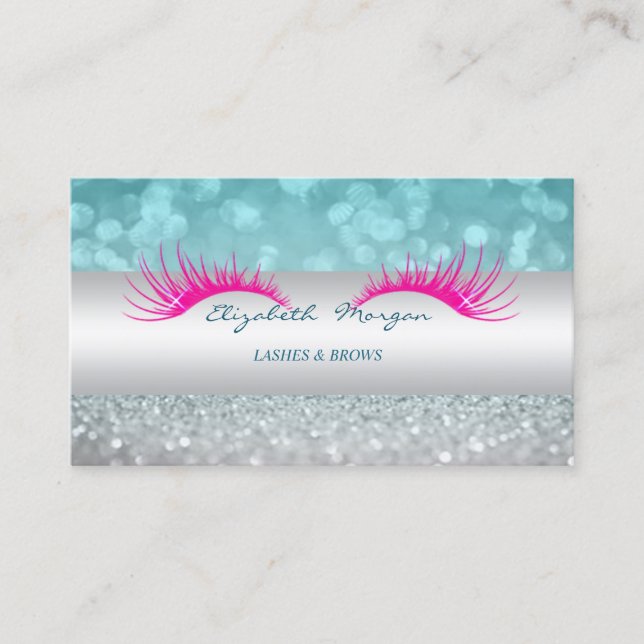 Carte De Visite Elégant Bokeh Moderne Glittery, Faux Lashes (Devant)