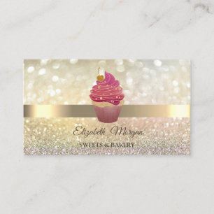 Carte De Visite Elegant Bokeh Or, Cupcake