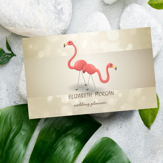 Carte De Visite Elégant Bokeh Professionnel, Bande, Flamant rose (Créateur téléchargé)