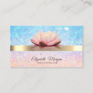 Carte De Visite Elegant Bokeh Rayure Dorée, Professeur de Yoga Lot