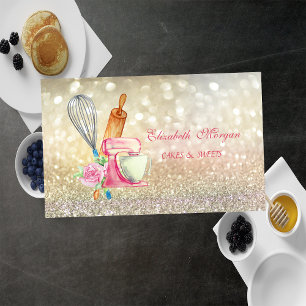 Carte De Visite Elégant Bokeh Rolling Pin Whisk, Mixer