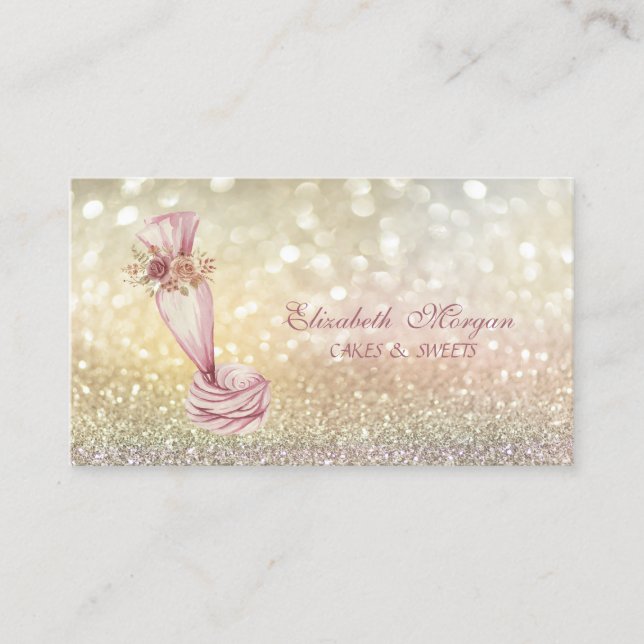 Carte De Visite Élégant Bokeh Tuyauterie Fleurs de Sac Whisk Boula (Devant)