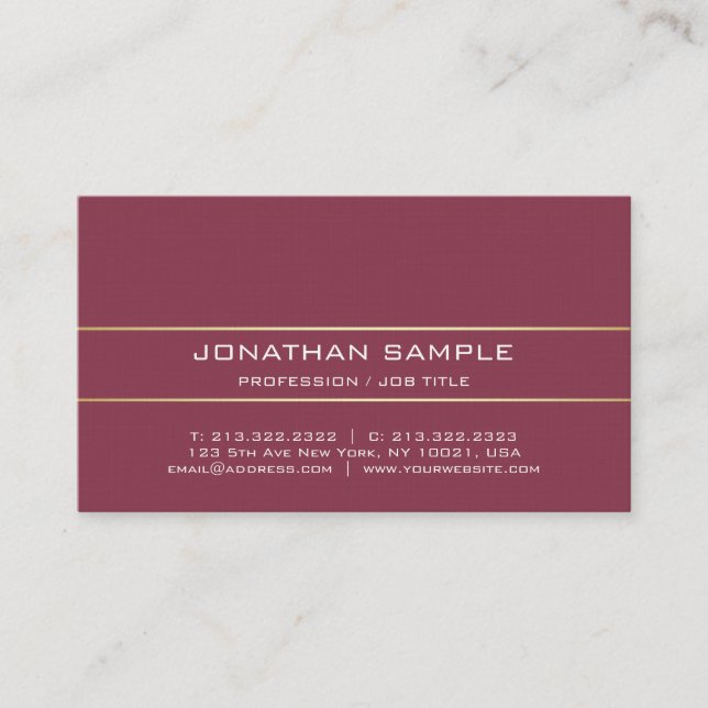 Carte De Visite Elégant Bordeaux Attorney Premium Linen Elite Luxe (Devant)