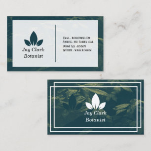 Carte De Visite Élégant Botaniste professionnel moderne vert & bla