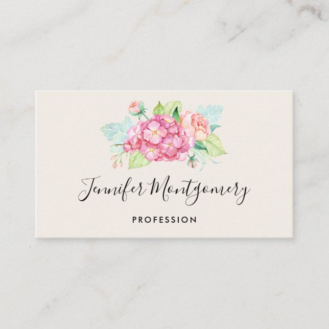 Carte De Visite Elégant Bouquet de fleurs rose (Devant)