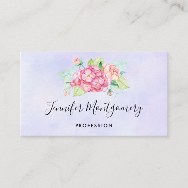 Carte De Visite Elégant Bouquet de fleurs rose (Devant)