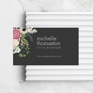 Carte De Visite Elégant Bouquet Floral Styliste, Blogger, Concepte