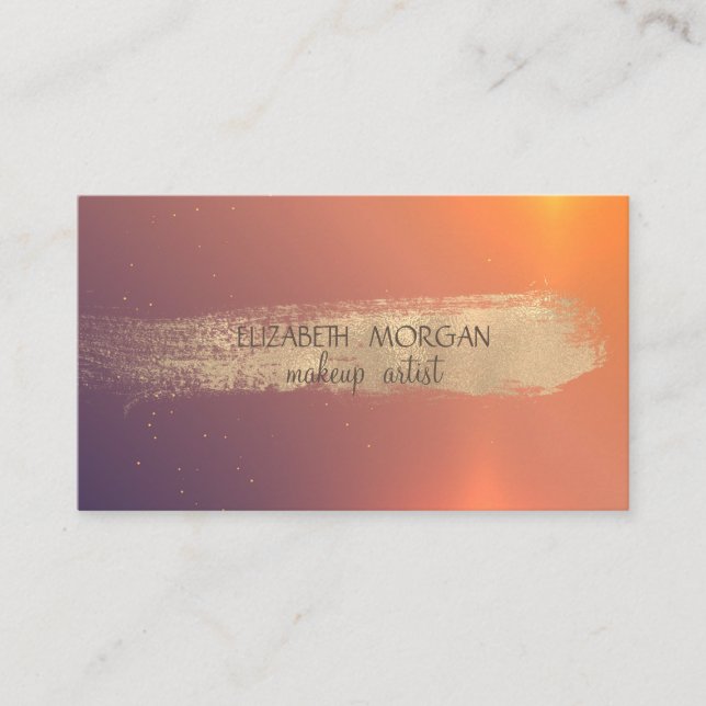 Carte De Visite Élégant brillant simple Faux Gold Brush Stroke (Devant)